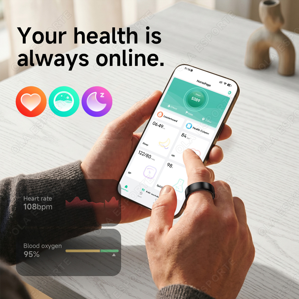Outdoor Sports Smart Ring Hear - Blood Pressure Monitor ulasan dan harga