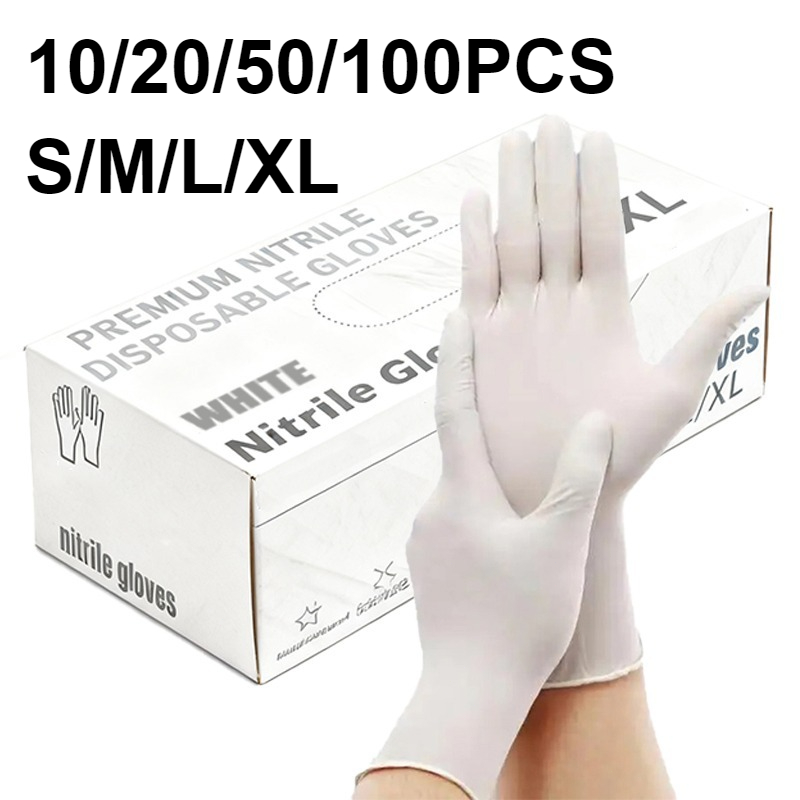 10/20/50/100PCS White Nitrile  - Medical Gloves ulasan dan harga