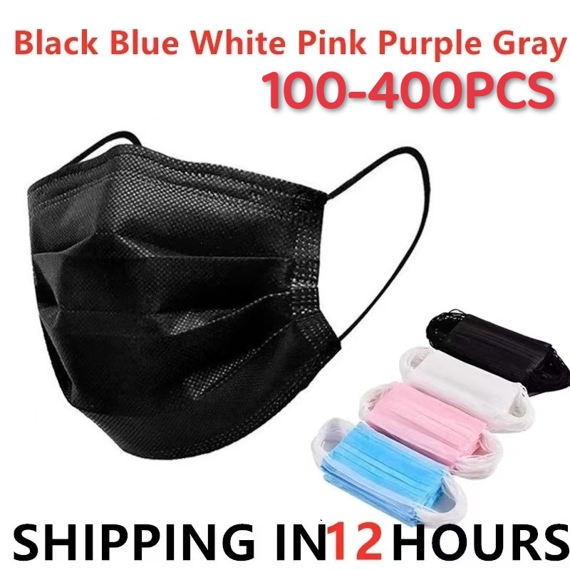 100-400pcs Black Mask Disposab - Surgical Mask ulasan dan harga